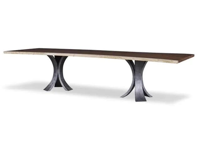 120 Guan Slab Dining Table - Textured Metal