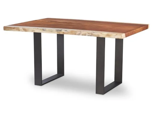 60 Guan Slab Desk - Oiled Bronze Strap Base