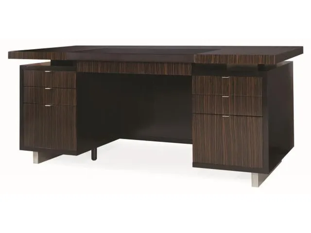 Seven Drawer Desk With Black Leather Top