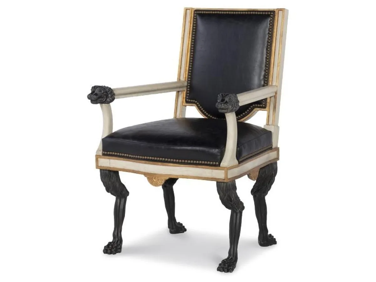 Robert Arm Chair - Black Leather (Stocked) - primary view