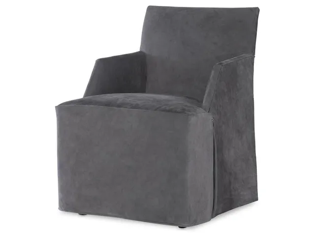 Stefano Skirted Chair - Charcoal Suede (Stocked)