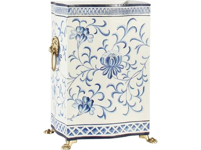 Blue/White Wastebasket