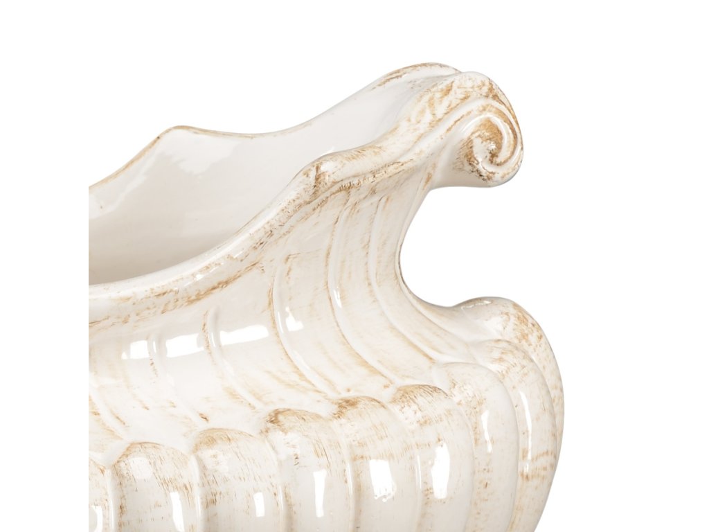 Antique White Oval Pot - image 1
