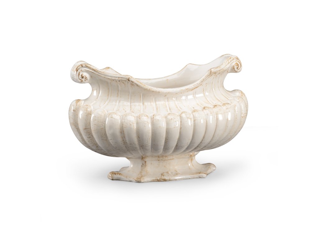 Antique White Oval Pot - main image
