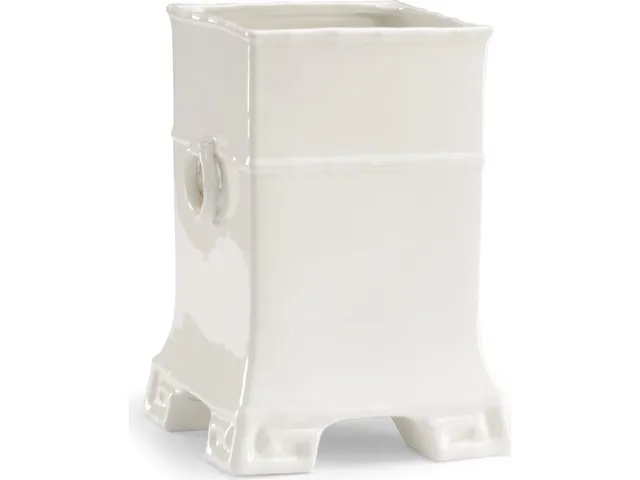 Greek Key Vase - White