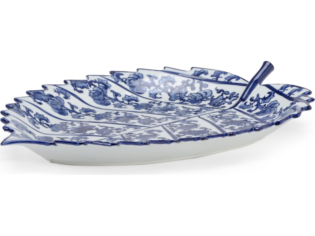 Blue And White Leaf Tray - main image