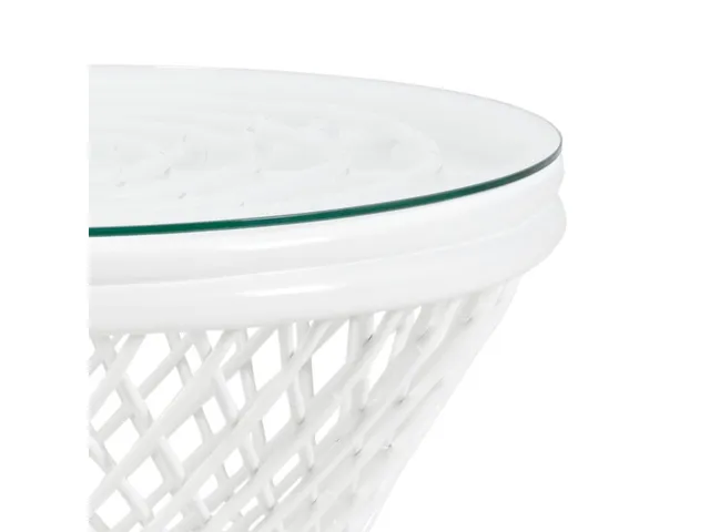 Rattan Side Table - White