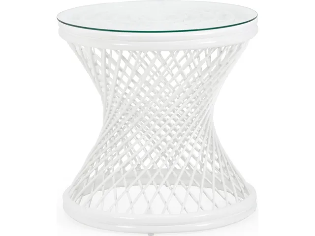 Rattan Side Table - White