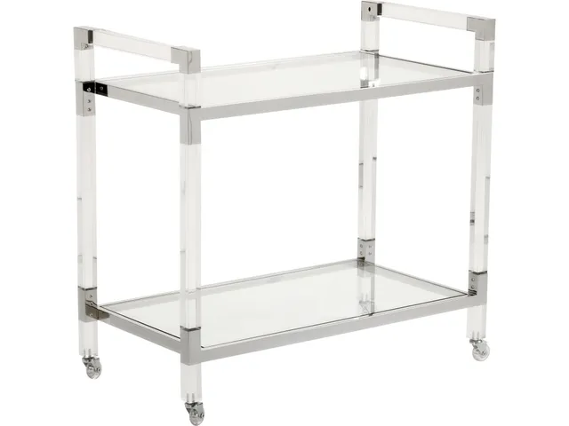 Acrylic Bar Cart - Nickel