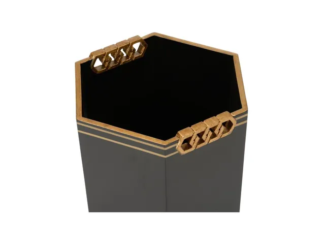 Oliver Wastebasket - Black/Gold - Alternative View