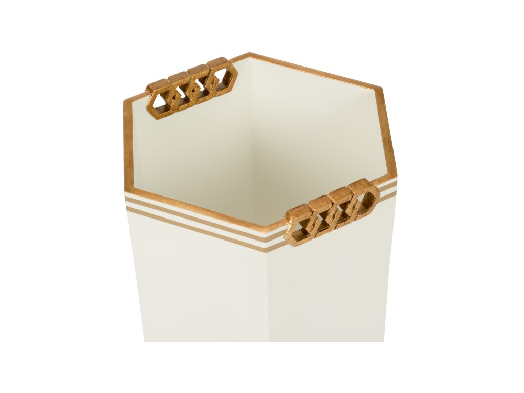 Oliver Wastebasket - White/Gold - image 1