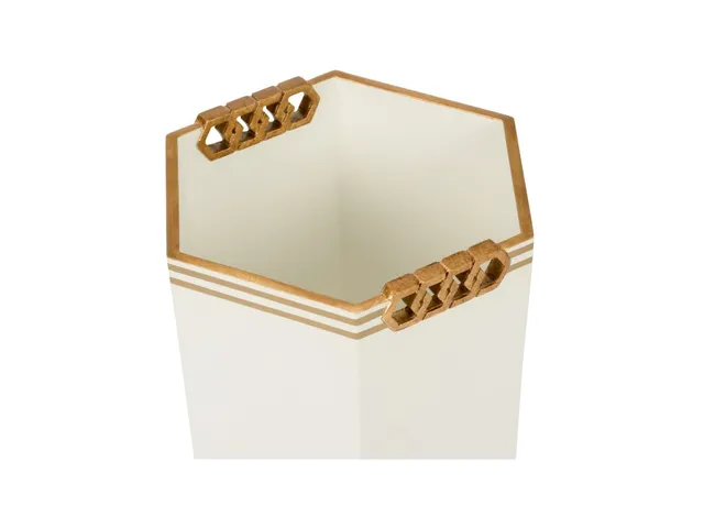 Oliver Wastebasket - White/Gold - Alternative View