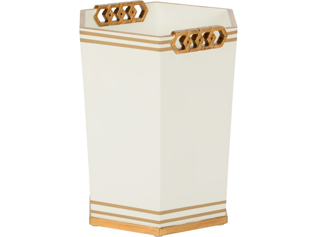 Oliver Wastebasket - White/Gold - image 2