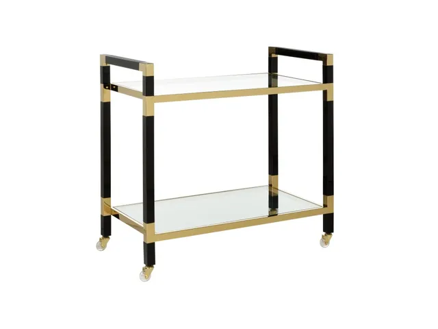 Acrylic Bar Cart - Black/Brass