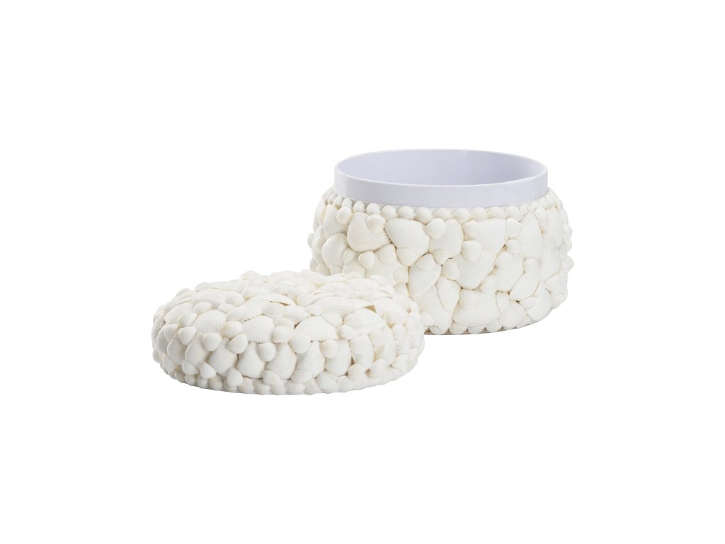 Round White Shell Box - image 1