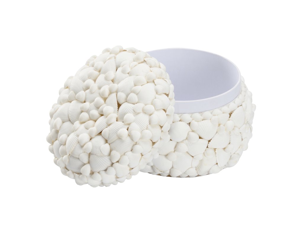 Round White Shell Box - image 2