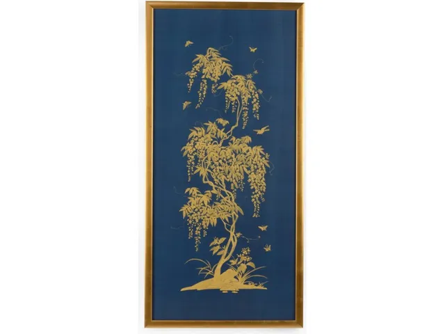 Gold Flowering Tree On Blue B