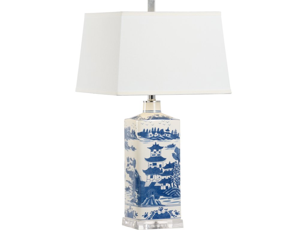 Square Blue And White Lamp - main image