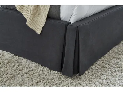 Cheviot UpholsteredSkirted Panel Bed in Iron