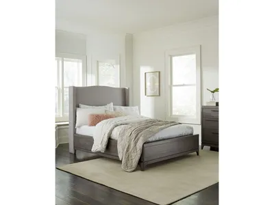 Cicero Upholstered Wingback Bed in Slate Grey - Alternative View