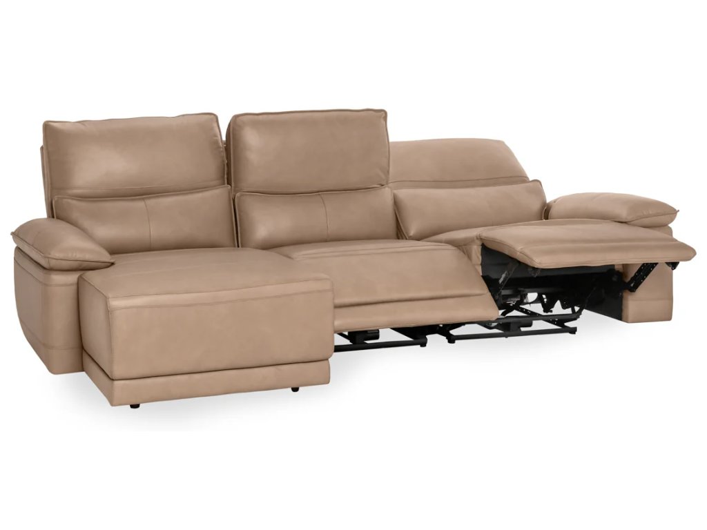 Branford Leather Power Recliner Sectional w/LAF Chaise - Camel - main image