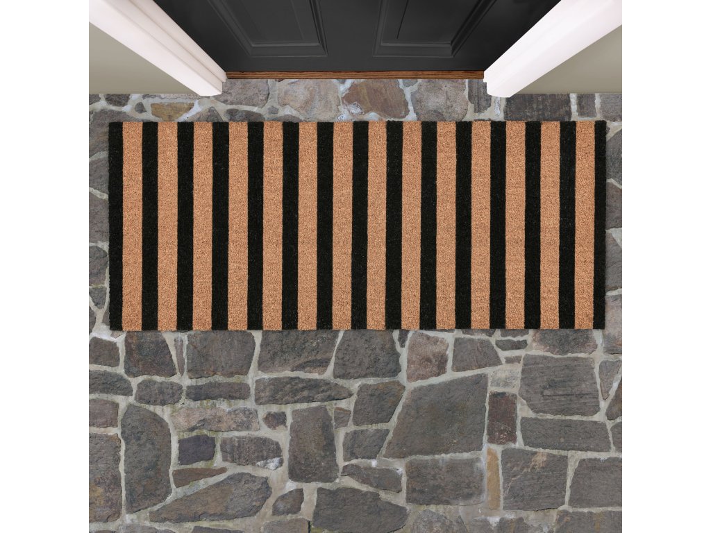 Striped Doormat 24x57 - Black/Natural - image 1