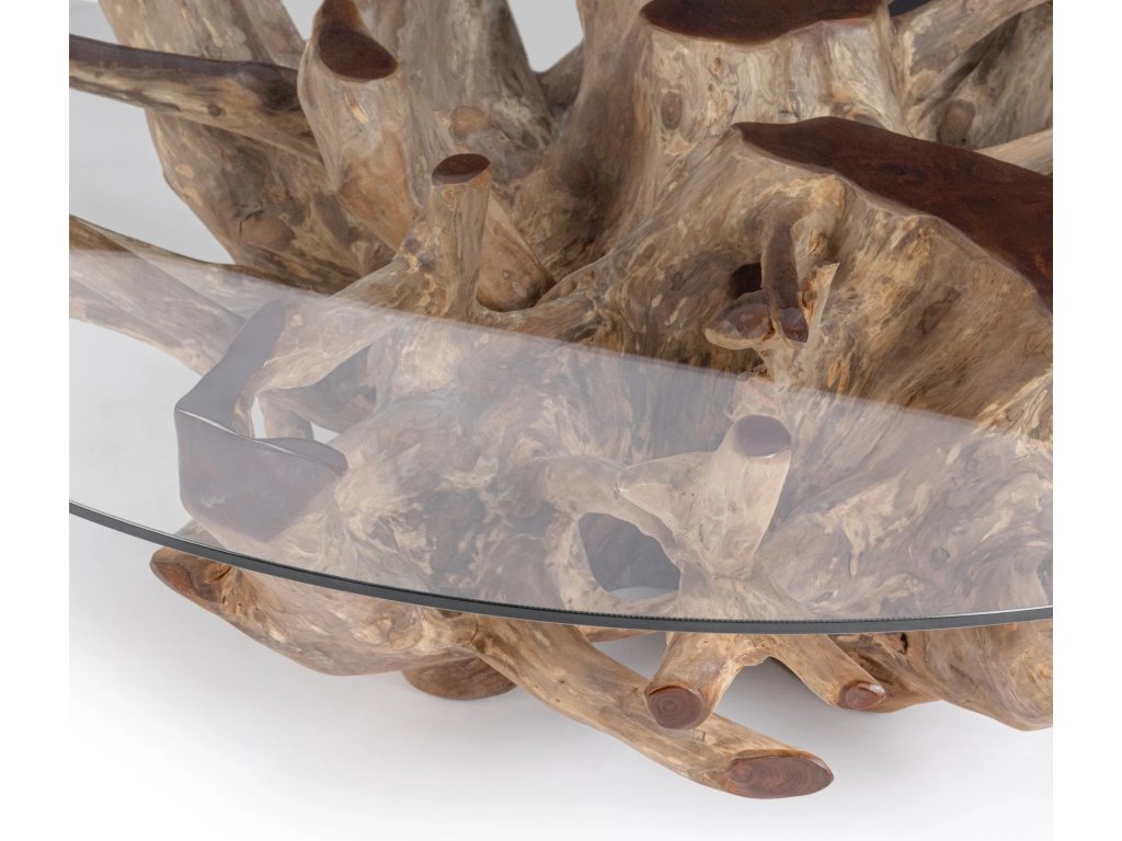 Willow Teak Root/Glass Round Coffee Table - Natural - main image