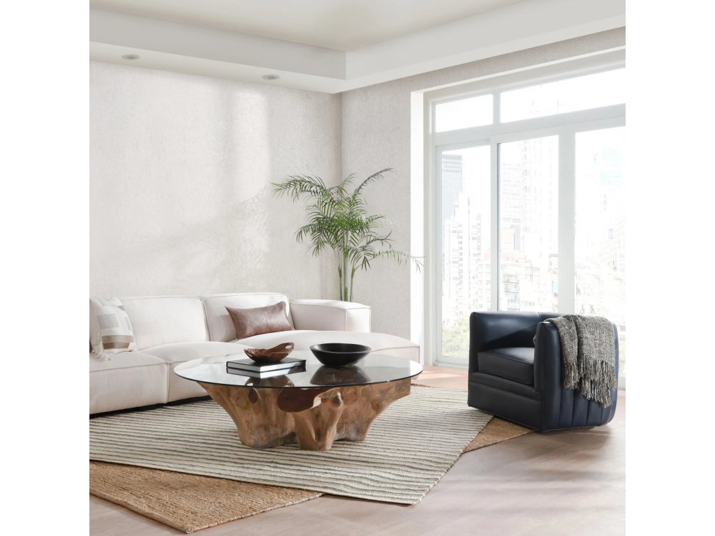 Willow Teak Root/Glass Round Coffee Table - Natural - image 5