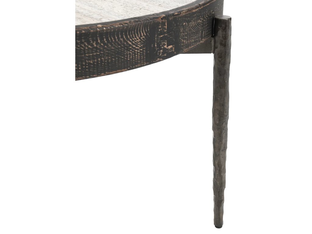 Dakota Travertine Round Coffee Table - Weathered Black/Travertine - image 2