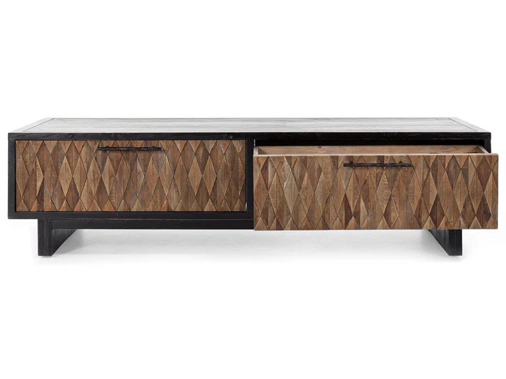 Anton Solid Wood Rectangle 4Dwr Coffee Table - Black-Natural - main image