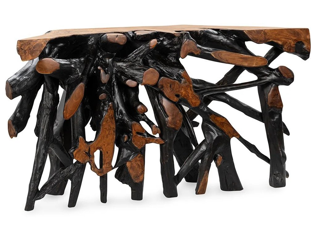 Cypress Teak Root Console Table 59-60" - Black-Brown - main image