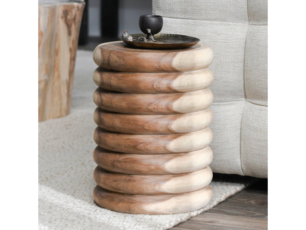 Gala Solid Wood Round End Table - Natural - image 3