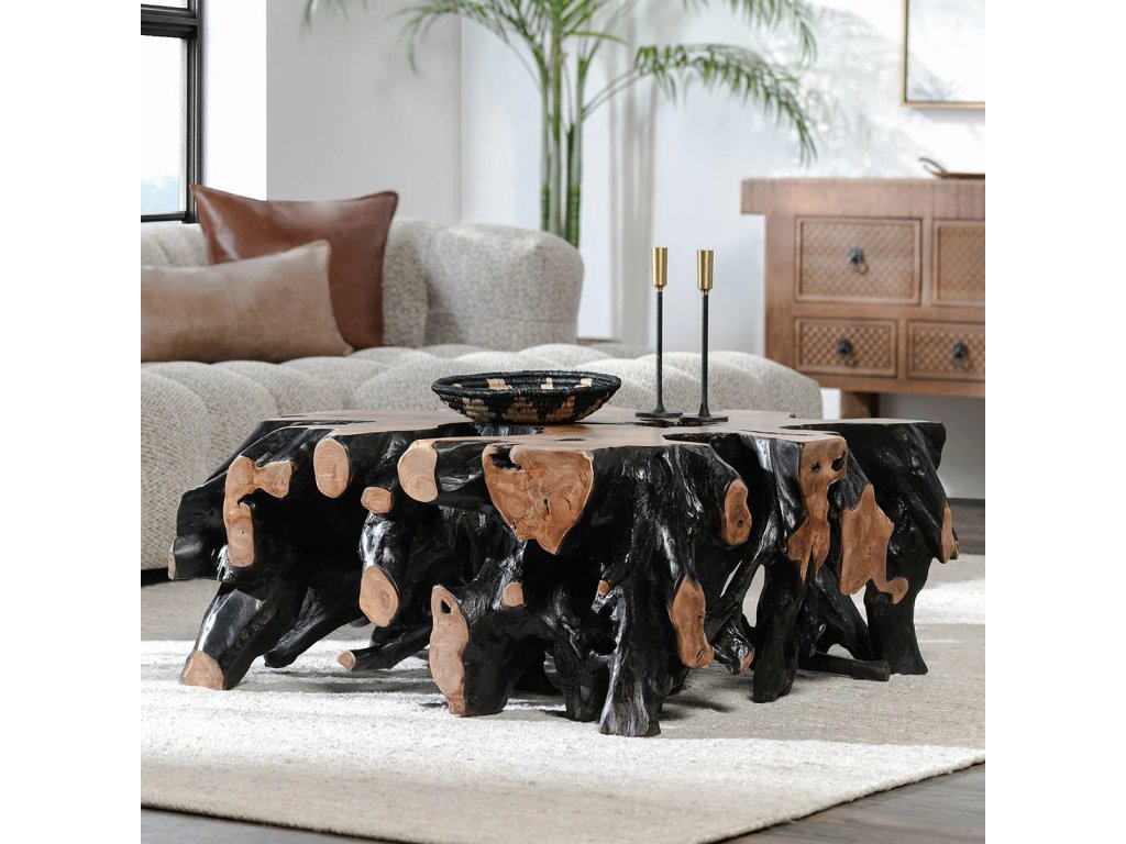Cypress Teak Root Square Coffee Table - Black/Natural - image 4