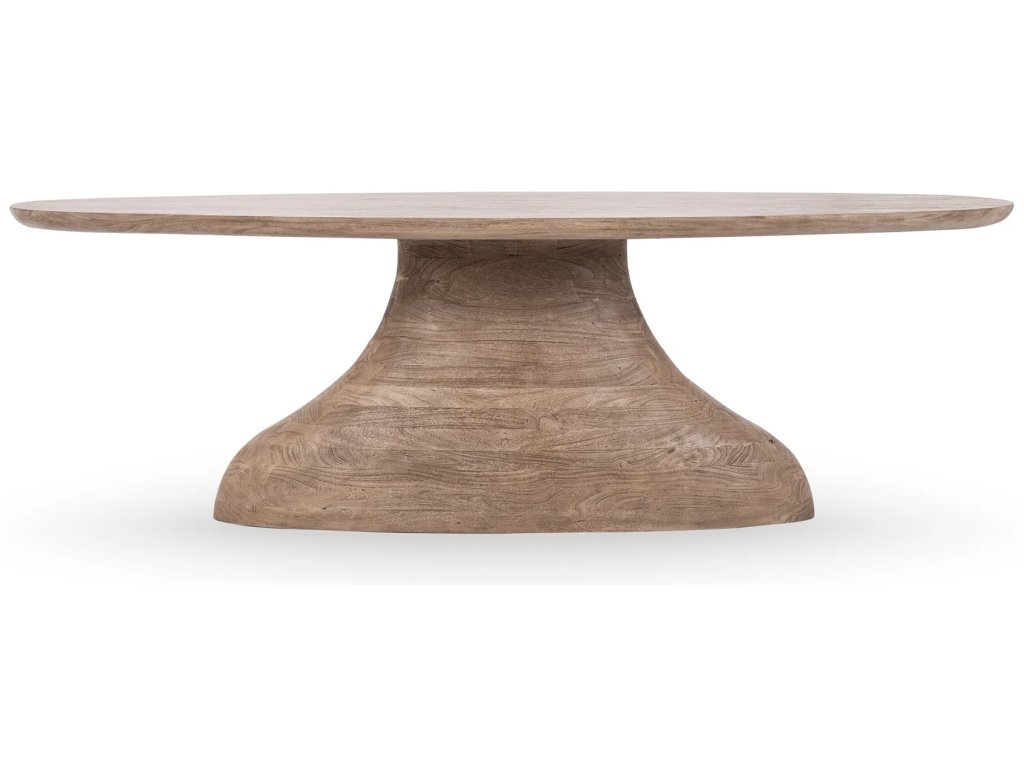 Amra Solid Wood Oval Dining Table - Sandstone Greige - main image