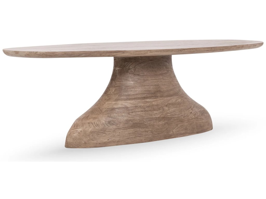Amra Solid Wood Oval Dining Table - Sandstone Greige - image 1
