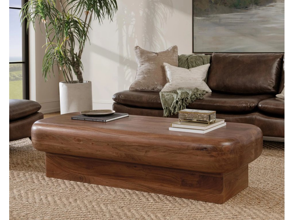 Craig Solid Wood Rectangle Coffee Table - Acorn Brown - image 5