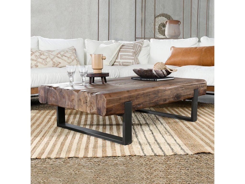 Duarte Solid Wood Rectangle Coffee Table - Rustic Brown - image 4