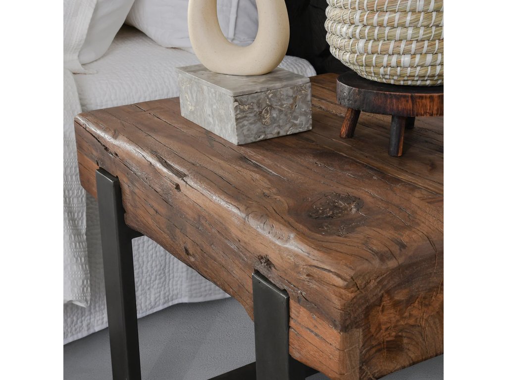 Duarte Solid Wood Rectangle End Table - Rustic Brown - image 4