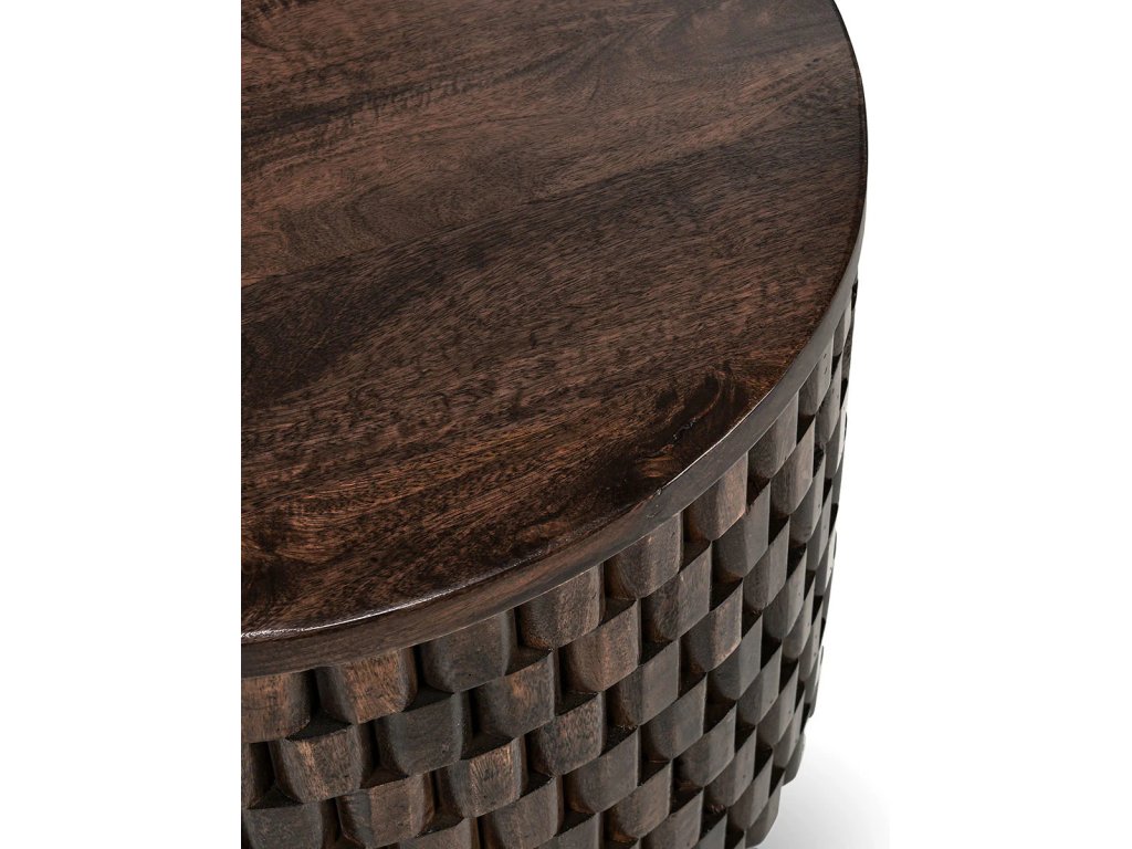 Norwood Solid Wood Round End Table - Bark Brown - image 1