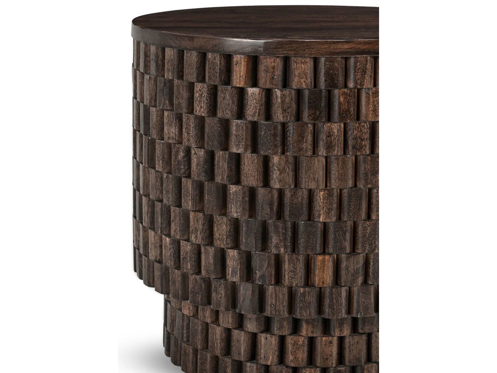 Norwood Solid Wood Round End Table - Bark Brown - image 2