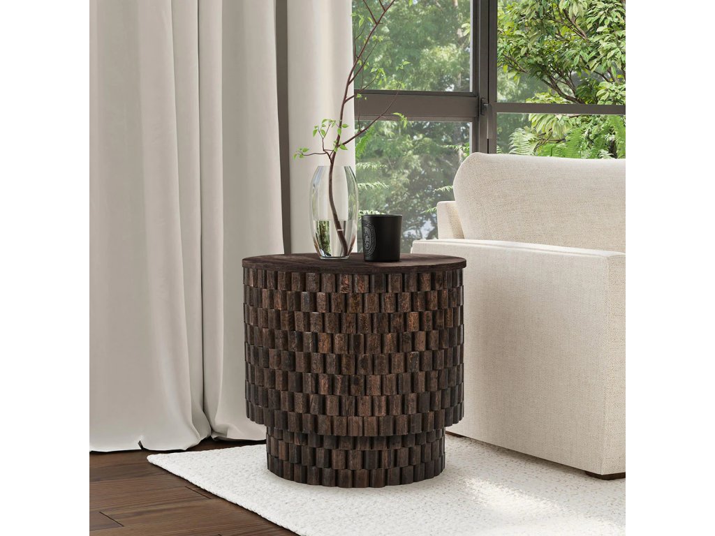 Norwood Solid Wood Round End Table - Bark Brown - image 5