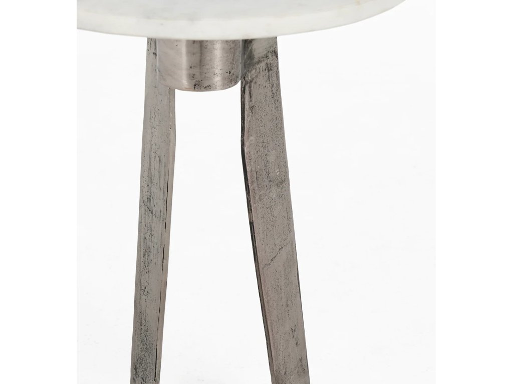 Leyton Marble Aluminum Round Accent Table - White - image 1