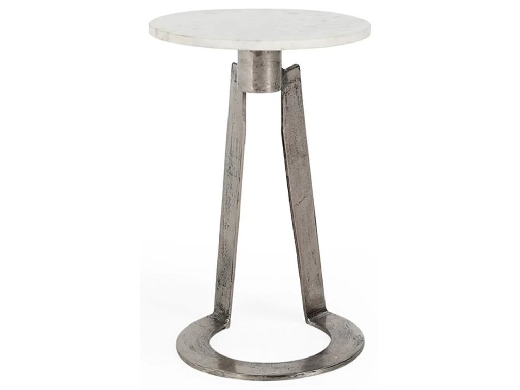 Leyton Marble Aluminum Round Accent Table - White - main image
