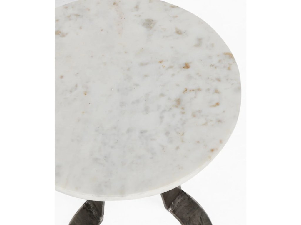 Leyton Marble Aluminum Round Accent Table - White - image 3