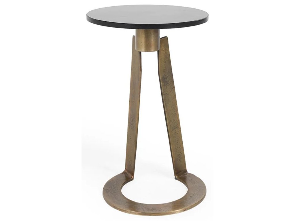 Leyton Marble/Aluminum Round Accent Table - Black - main image