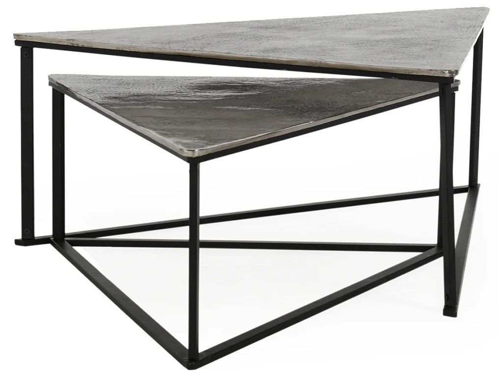 Burton Cast Aluminum Nesting Coffee Tables Set of 2 - Antique Nickel - image 1