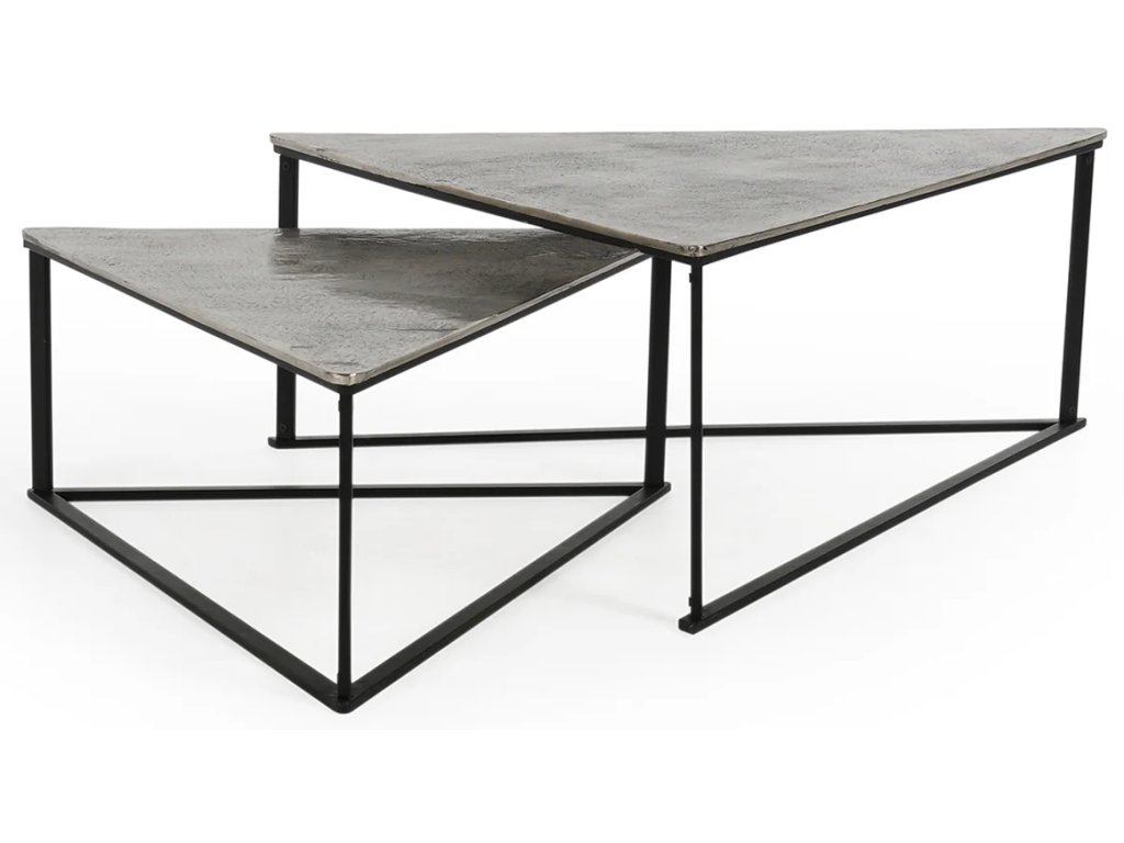 Burton Cast Aluminum Nesting Coffee Tables Set of 2 - Antique Nickel - main image