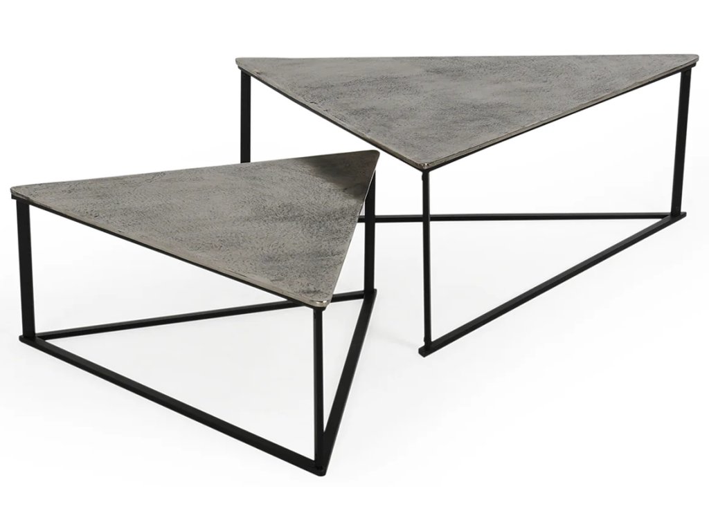 Burton Cast Aluminum Nesting Coffee Tables Set of 2 - Antique Nickel - image 2