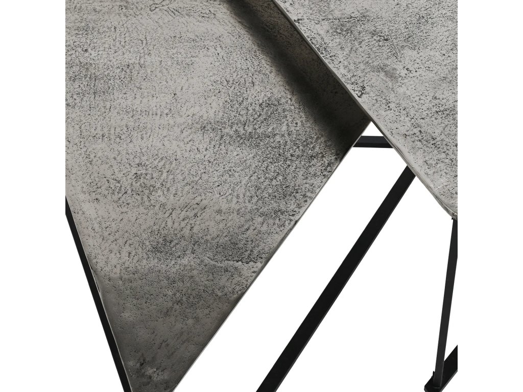 Burton Cast Aluminum Nesting Coffee Tables Set of 2 - Antique Nickel - image 4