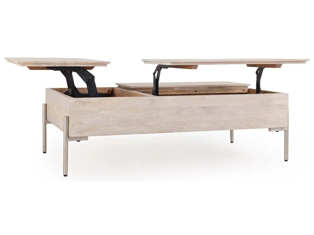 Rocklin Solid Wood Double Round Lift Top Coffee Table - White - image 1